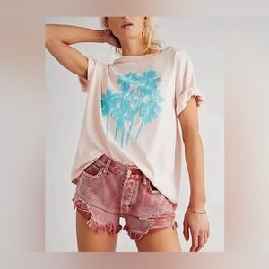 NWOT Free People Vintage Souls Palm Tree Tunic - Aqua Haze Combo - XS